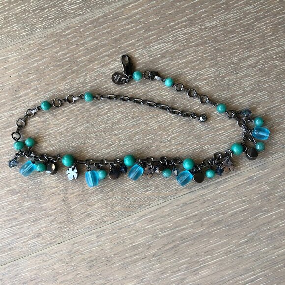 Dyrberg Kern Danish Designer Handcrafted Metal Beaded Necklace Blue Green Sz OS - Picture 7 of 8